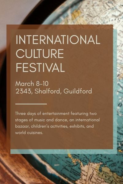 国際文化祭のブラウン背景 Pinterestポスト