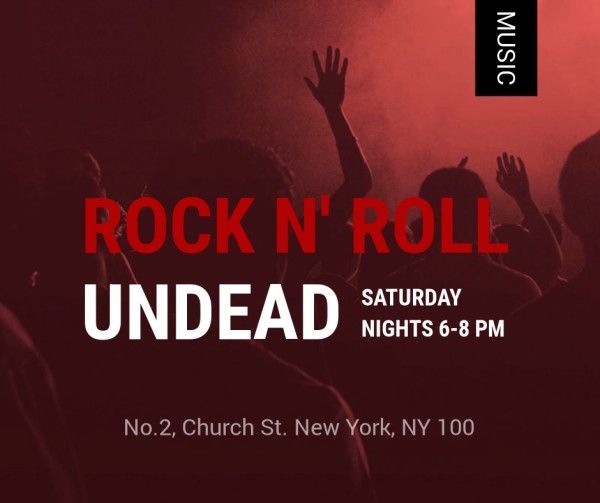 party, event, music, Rock N' Roll Concert Facebook Post Template