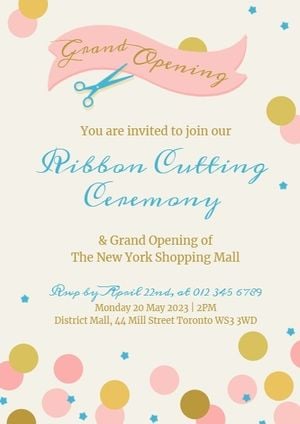 Pink And Yellow Grand Opening Cutting Ribbon Invitation Invitation