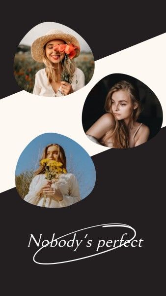 woman, girl, life, Black Beauty Collage Photo Collage 9:16 Template