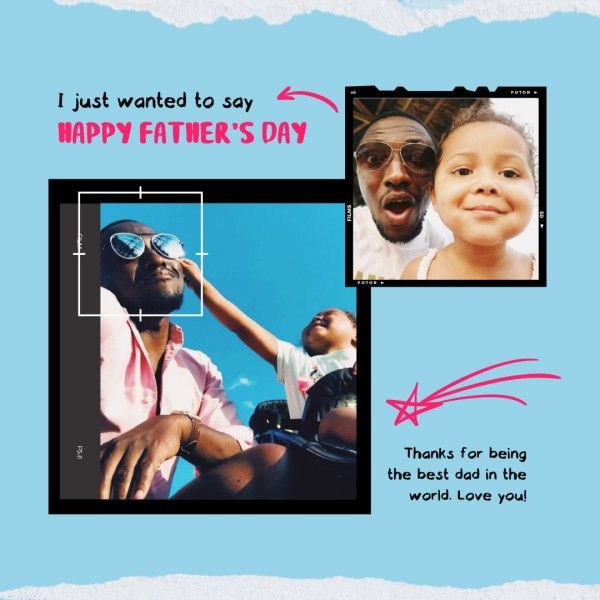 dad, family, fatherhood, Blue Graffiti Father's Day Collage Photo Collage (Square) Template