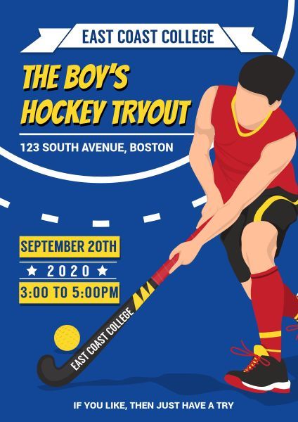 english, men's team, selection, Hockey Tryout Posters Poster Template