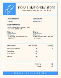 shop, retail, sale, Stationery Store Invoice Template