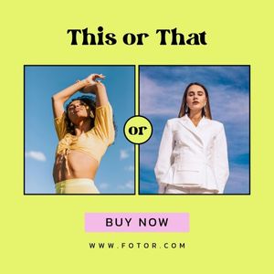 comparison, promotion, photo, Yellow Modern Fashion This Or That Instagram Post Template