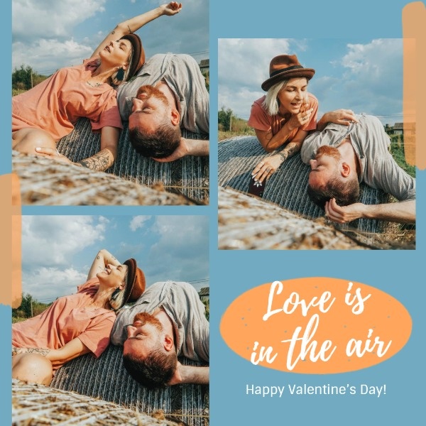 Blue And Yellow Valentine's Day Collage Instagram Post