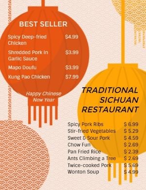 food, new year, chinese, Traditional Sichuan Restaurant Menu Template