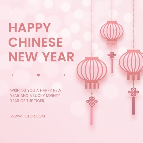 traditional chinese new year, year of the tiger, 2022, Pink Happy Chinese New Year Instagram Post Template