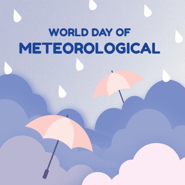 world meteorological day, meteorology, climatology, Blue Illustrated World Day Of Meteorological Instagram Post Template