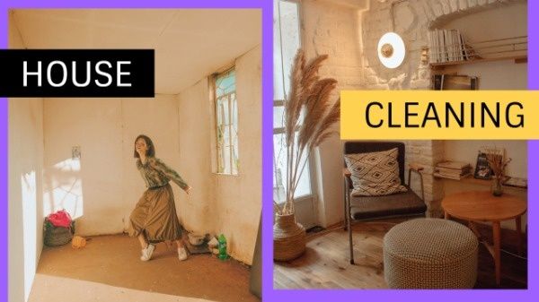 after, before, home, House Cleaning Youtube Thumbnail Template
