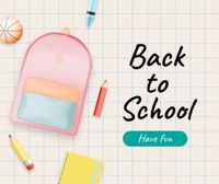 education, learning, study, 3d Illustration Back To School Facebook Post Template