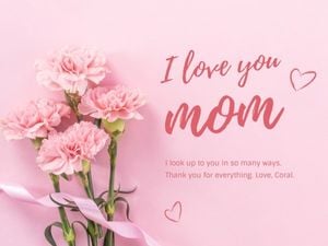 ピンクシンプルな花の母の日の挨拶 メッセージカード
