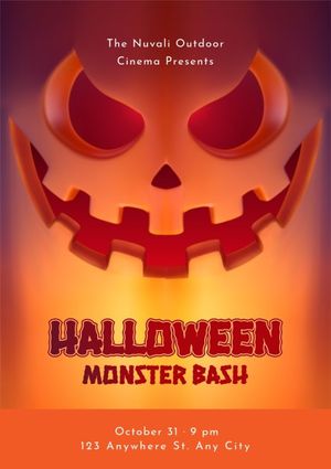 party, event, festival, Orange Illustration Halloween Monster Bash Poster Template