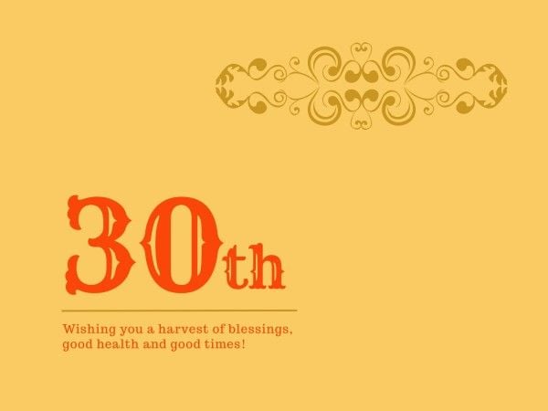 happy, celebration, celebrate, Yellow 30th Vintage Birthday Card Template