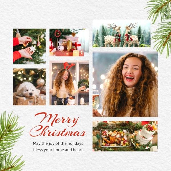 happy, holiday, celebration, Christmas Funky Collage Photo Collage (Square) Template