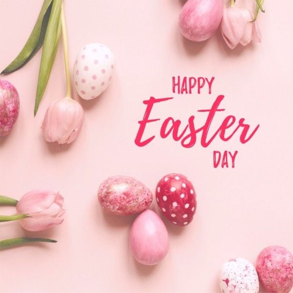 festival, holiday, greeting, Soft Pink Minimal Easter Day Instagram Post Template