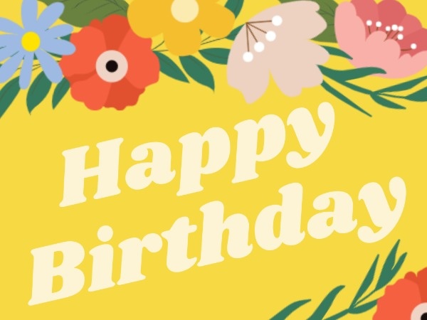 Yellow Flower Happy Birthday Card Card