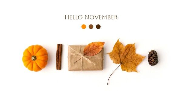 autumn, season, greeting, Hello November Twitter Post Template