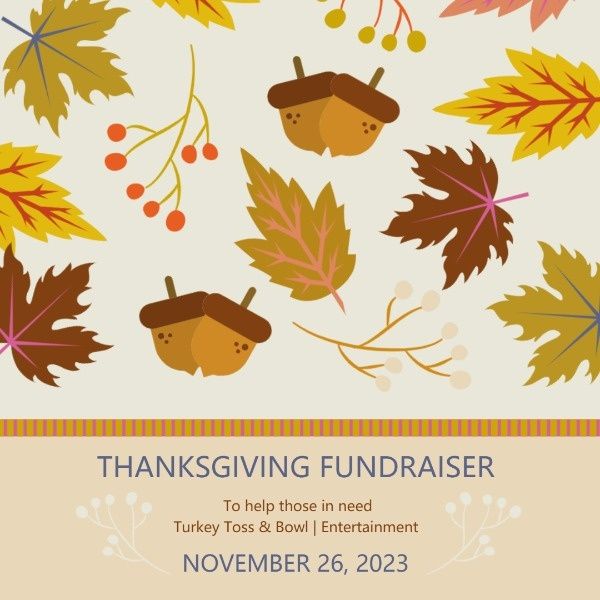 holiday, event, life, Autumn Thanksgiving Fundraiser Party Instagram Post Template