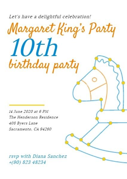 happy birthday, greeting, wishing, 10th Birthday Party Invitation Template