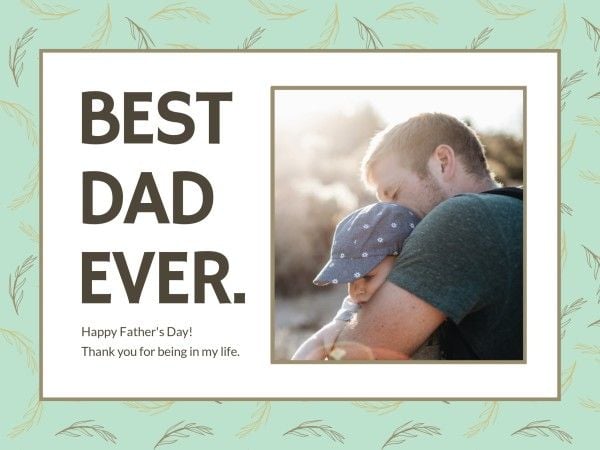 dad, thank you, thanks, Green Illustration Pattern Father's Day Greeting Card Template