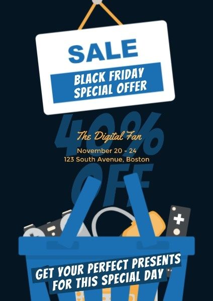 promotions, events, black five, Black Friday Electric Product Sale Poster Template