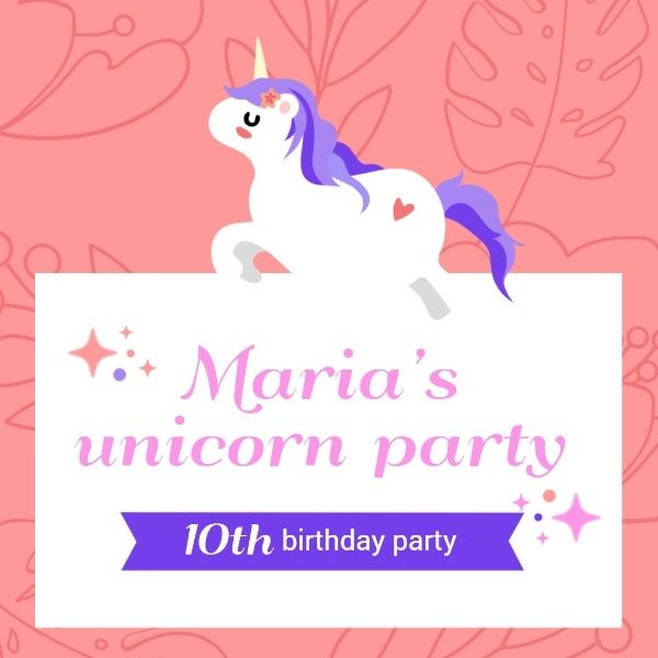 birthday, anniversary, happy, Unicorn Party Instagram Post Template