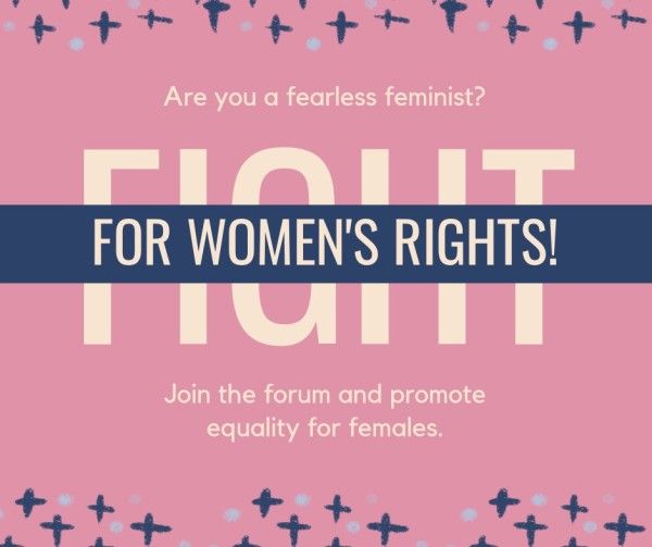 rights, power, gender, Pink International Women's Day Campaign Facebook Post Template