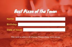 membership card, cards, id number, Go Go Pizza ID Card Template