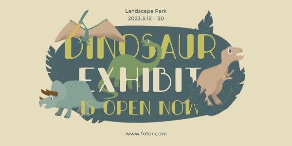 jurassic, display, animal, Dinosaur Exhibition Twitter Post Template