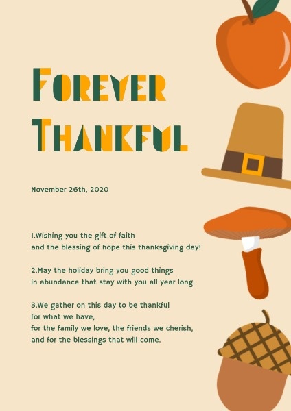Simple Yellow Thanksgiving Wish Poster Poster