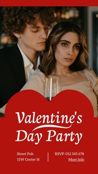 カップル赤バレンタインデーパーティーインストーリー Instagram Story
