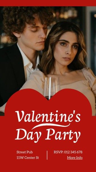 love, dinner, heart, Couple Red Valentine's Day Party Ins Story Instagram Story Template