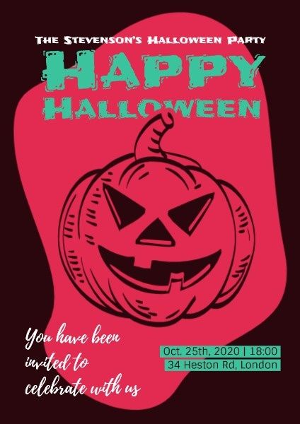 Black And Red Halloween Pumpkin Party Poster