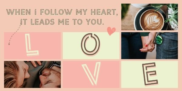 romantic, romance, love, Valentine's Day Collage Twitter Post Template