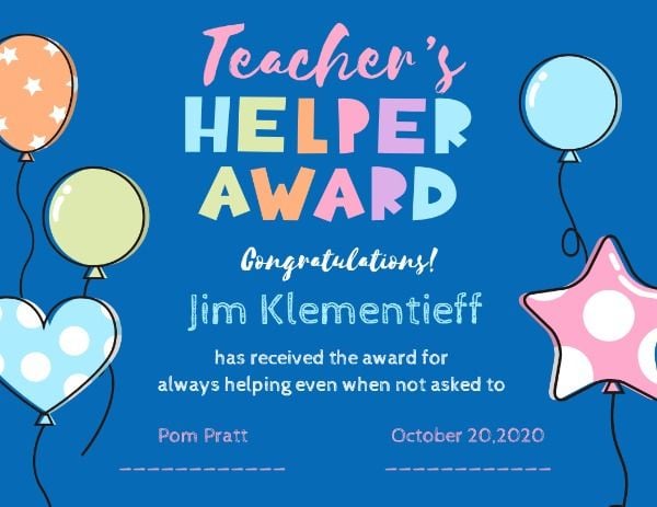 helper, official, office, School Award Certificate Template