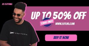 fashion, wear, clothing, Pink And Black Men T-shirt Sale Facebook Ad Medium Template