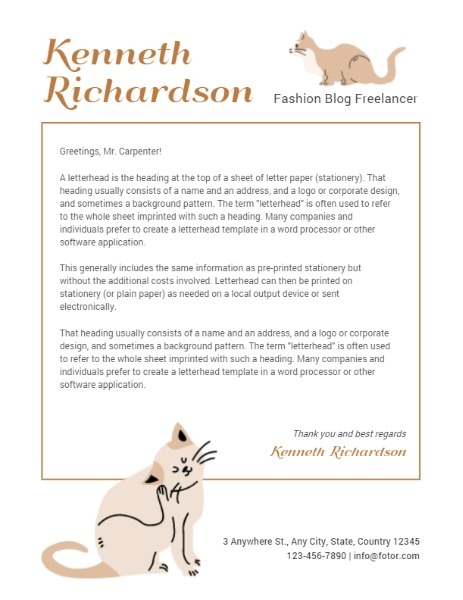 Fashion Blog Design Letterhead Letterhead