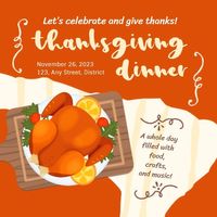 food, meat, turkey, Thanksgiving Dinner Invitation Instagram Post Template