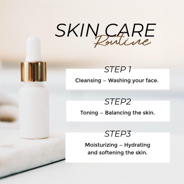 step by step, beauty, tips, Cream Beige Skincare Routine Steps Instagram Post Template