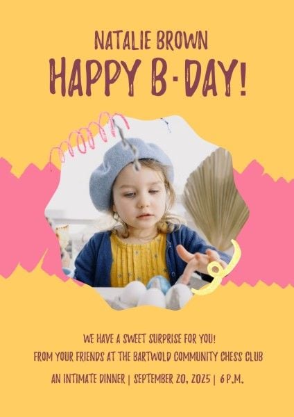 celebration, girl, blessing, Yellow Happy Birthday Poster Template