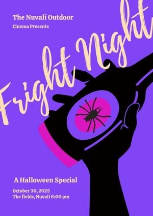 halloween, holiday, festival, Purple Fright Night Poster Poster Template