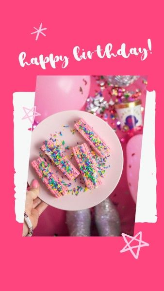 instagram stories, ins story, influencer, Pink Happy Birthday Instagram Story Template