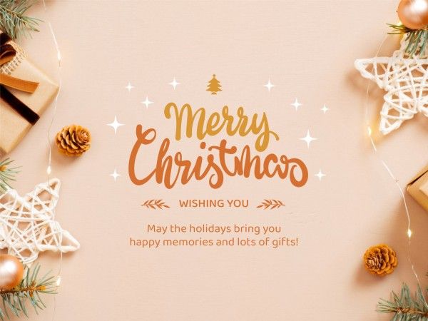 greeting, xmas, celebration, Beige And Gold Modern Merry Christmas Card Template