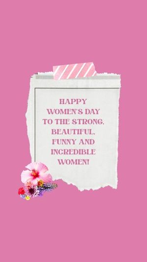 women power, happy womens day, flower, Pink Quote International Womens Day Instagram Story Template