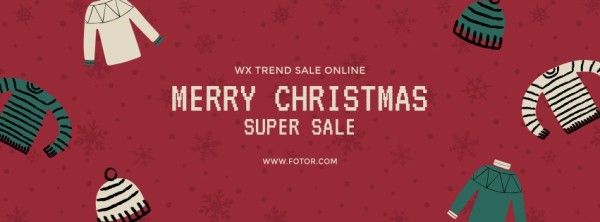 promotion, discount, clothes, Christmas Super Sales Facebook Cover Template