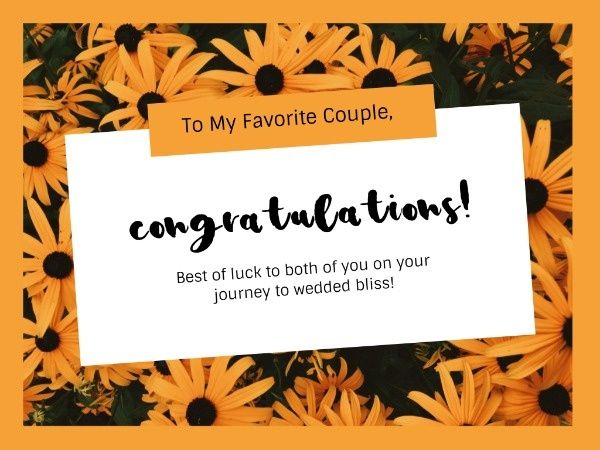 flower, floral, congrats, Orange Daisy Friend Congratulations  Card Template