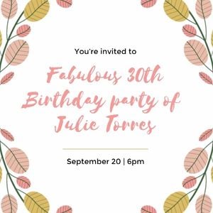 anniversary, happy, life, Fabulous 30th Birthday Party Instagram Post Template