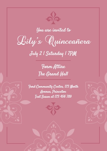 Pink Quinceanera Party Invitation