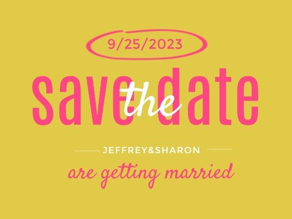 savethedate, gathering, marriage, Yellow Getting Married Card Template