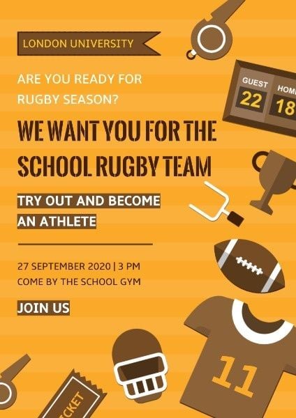 sport, games, sports, Rugby Team Recruitment Poster Template